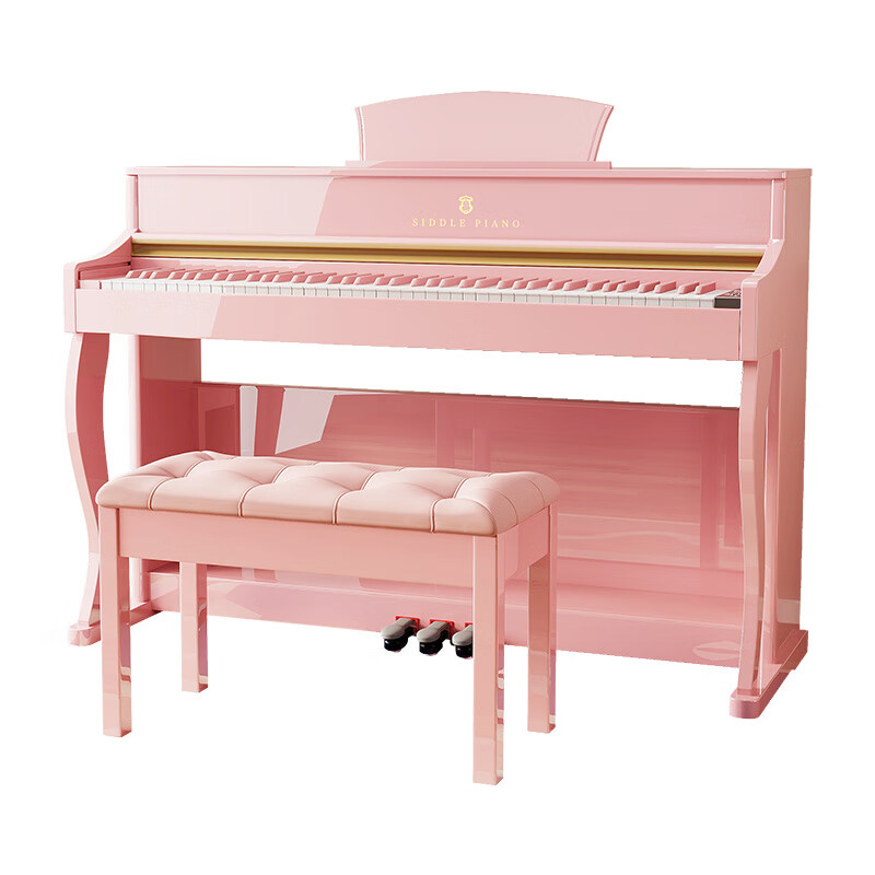 西德爾x75s88鍵少女粉色家用初學(xué)兒童成人幼師考級重錘電鋼琴 演奏級X75S少女粉【黑鍵】 插電款