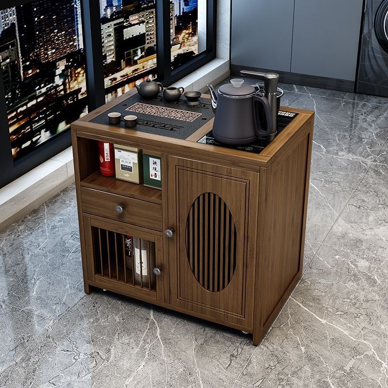 爱顺家移动茶桌茶台家用实木小茶车客厅泡茶几茶具套装全自动烧水壶一体 65款-无盖板 无规格