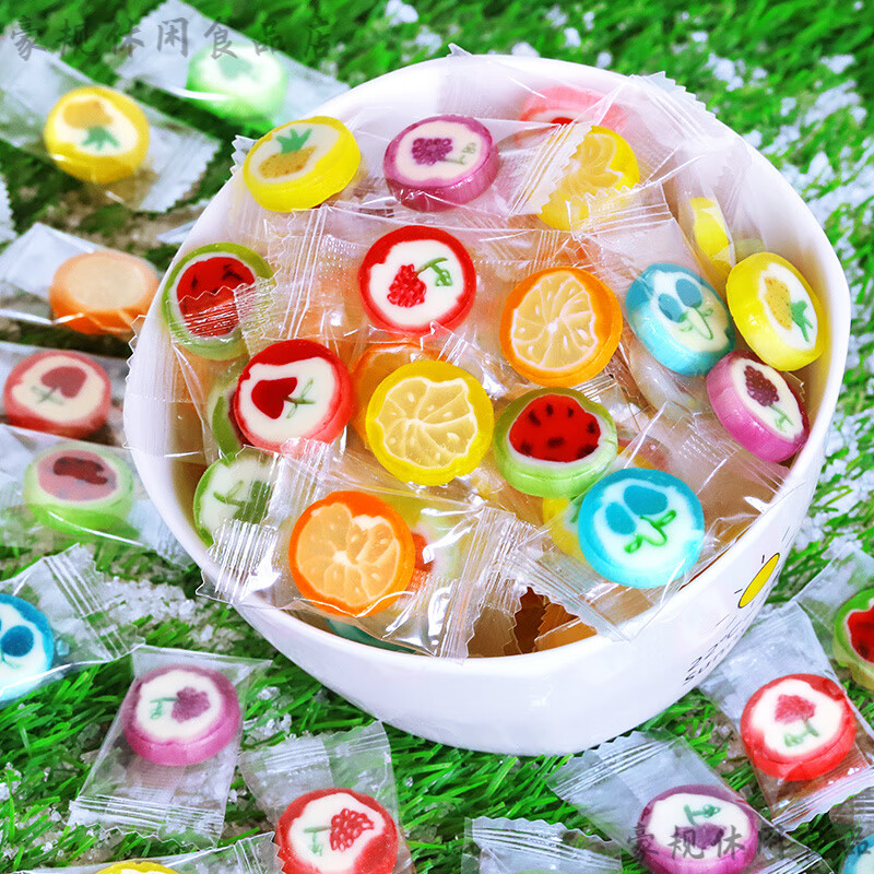 CandyRod六一兒童節(jié)糖果水果味切片零食創(chuàng)意硬糖散裝批發(fā) 零食創(chuàng)意糖果 散 水果味切片糖218g(約75顆)