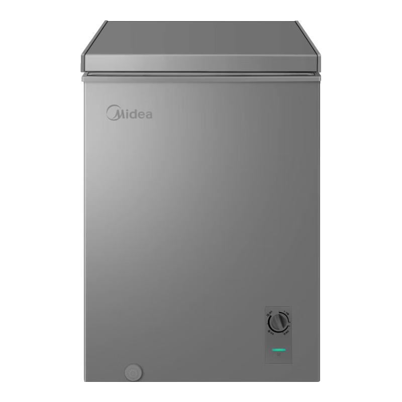 美的（Midea）家用冰柜100/200/300升小型专利减霜冷藏冷冻保鲜囤货卧式冰柜商用大容量一级能效卧式电冰箱 减霜80%家用 100L 灰色 100KMF(E)
