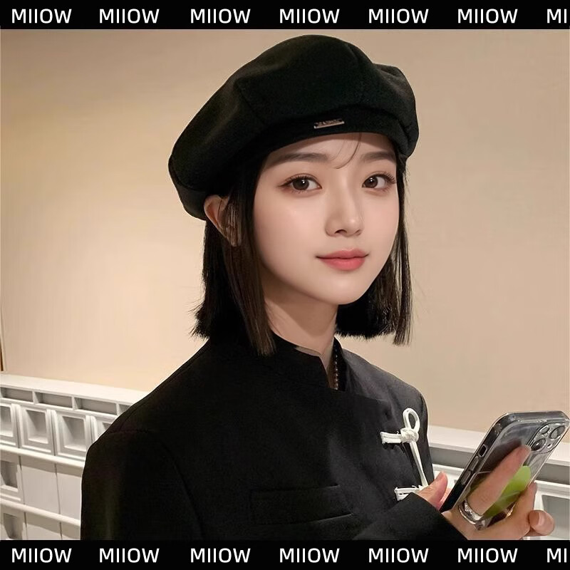 猫人贝雷帽女秋冬季韩版百搭画家帽日系复古大头围显脸小蓓蕾帽子