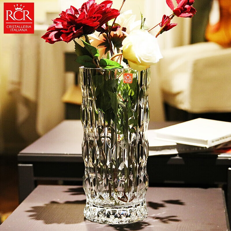 RCR意大利进口水晶玻璃花瓶插花水养摆件客厅高级感轻奢装饰新婚礼物 【王者】意大利水晶玻璃花瓶 28cm