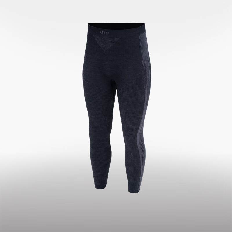 悠途（UTO）美利奴羊毛速干衣裤男女户外运动跑步滑雪保暖内衣 黑灰色-长裤男 L （时尚运动款）