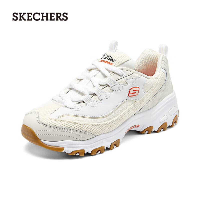 斯凯奇（Skechers）奶茶熊时尚百搭女子运动鞋轻弹减震熊猫舒适老爹鞋休闲鞋 乳白色/OFWT 37
