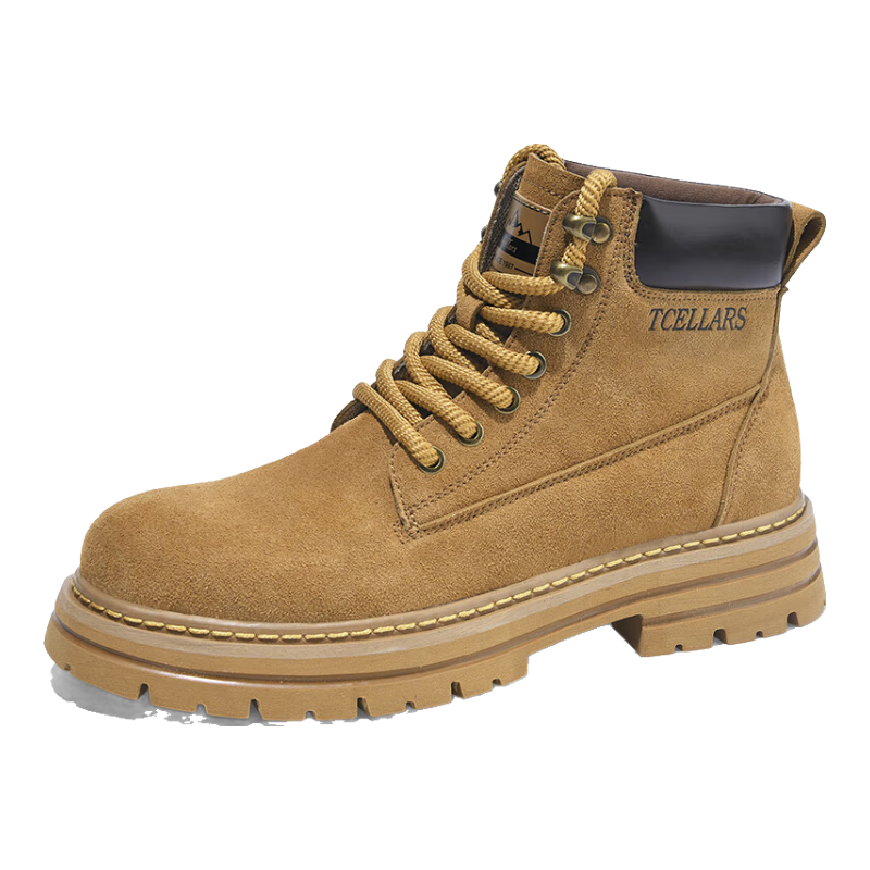 Tcellars马丁靴男鞋秋冬新款英伦复古风大黄靴厚底防滑户外工装靴子男士 枫叶黄 43