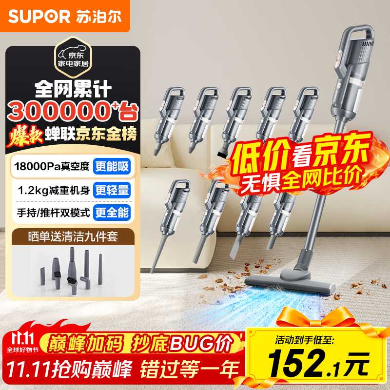 苏泊尔（SUPOR）【国家补贴】吸尘器家用有线手持推杆地毯两用大吸力大功率纤薄机身宠物家庭适用C3节日礼物