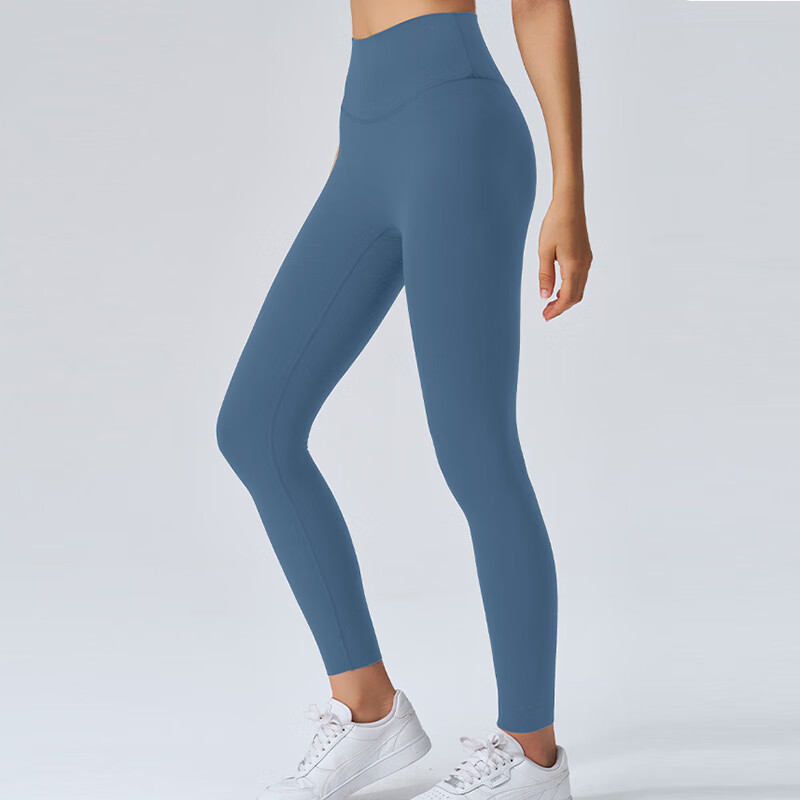 猫人女士瑜伽裤高腰收腹提臀九分裤青春版裸感瑜伽裤 【裸感提臀款】蓝柳色 XL 推荐【125-145斤】
