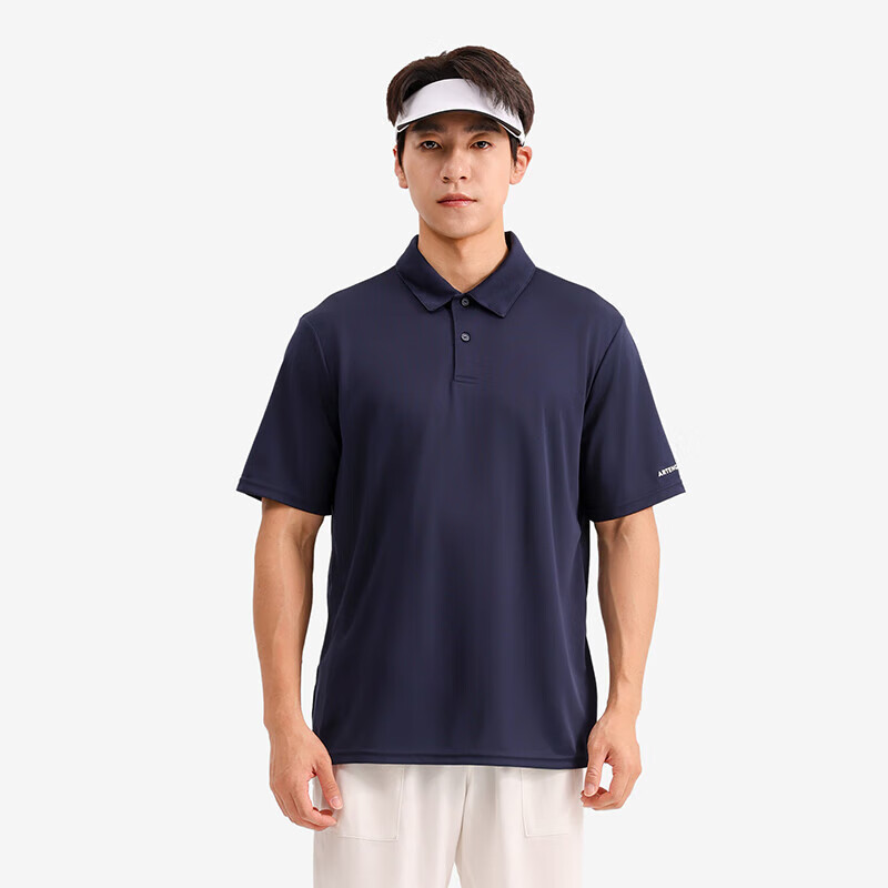 迪卡侬运动T恤速干网球polo衫翻领短袖宽松透气网球服男-702397