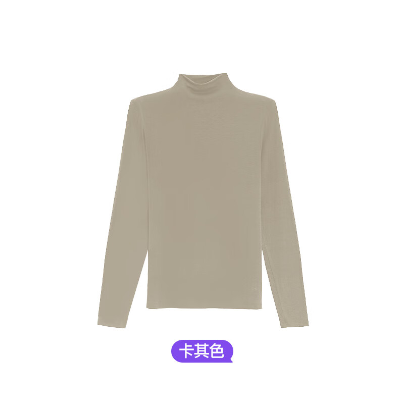 曲线主义牛奶绒打底衣秋冬保暖内衣女轻薄蓄暖锁温打底衫塑形显瘦 卡其色 均码 （80-130斤）