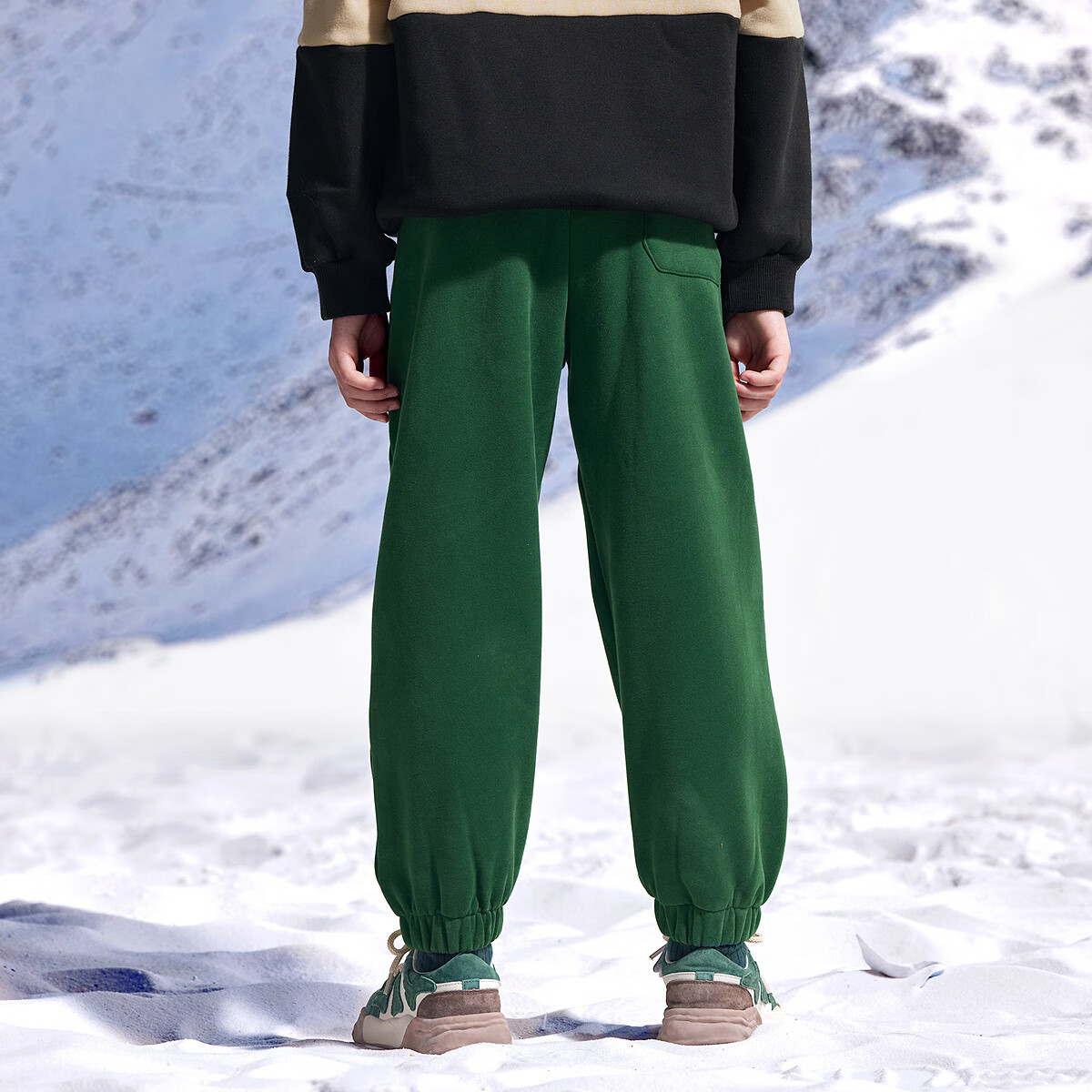 马骑顿（MQD）冬款童装儿童学院直筒时尚百搭宽松日韩风休闲裤 墨绿 110