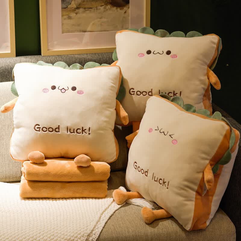 胖東来品质抱枕被子两用新款办公室暖手午睡神器枕头车用睡觉女生 可爱款 100cm*170cm 法兰绒毯子+午睡枕