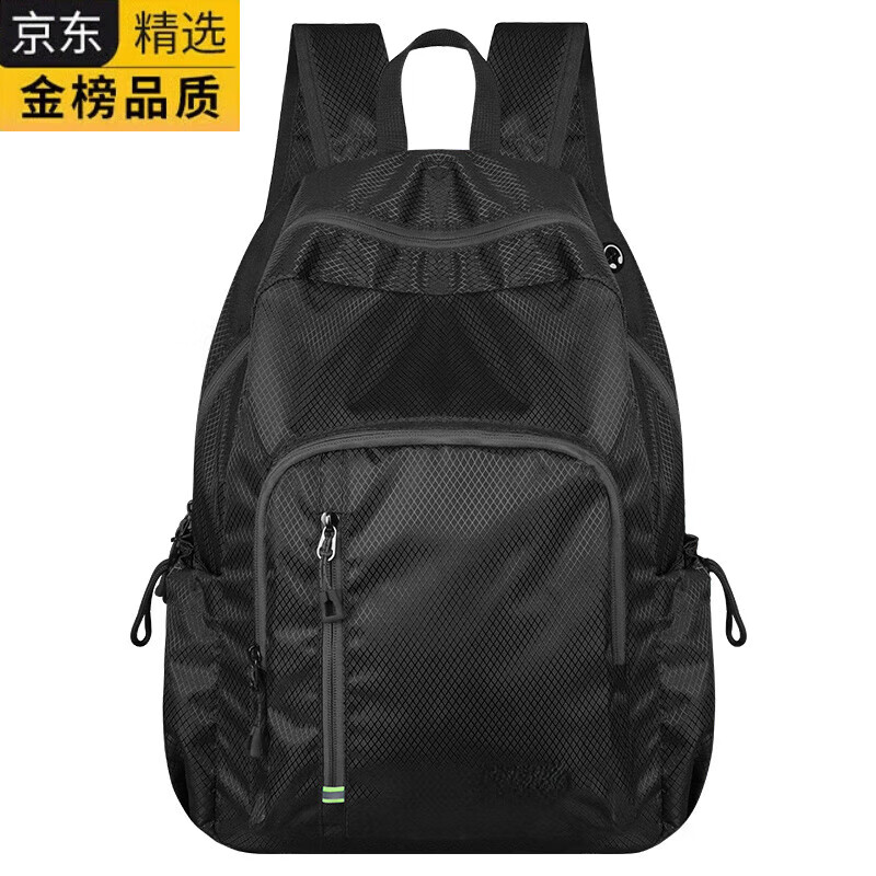 KGEG日本进口名牌超轻薄可折叠皮肤包双肩包男女户外防泼水旅游徒步登 黑色大号