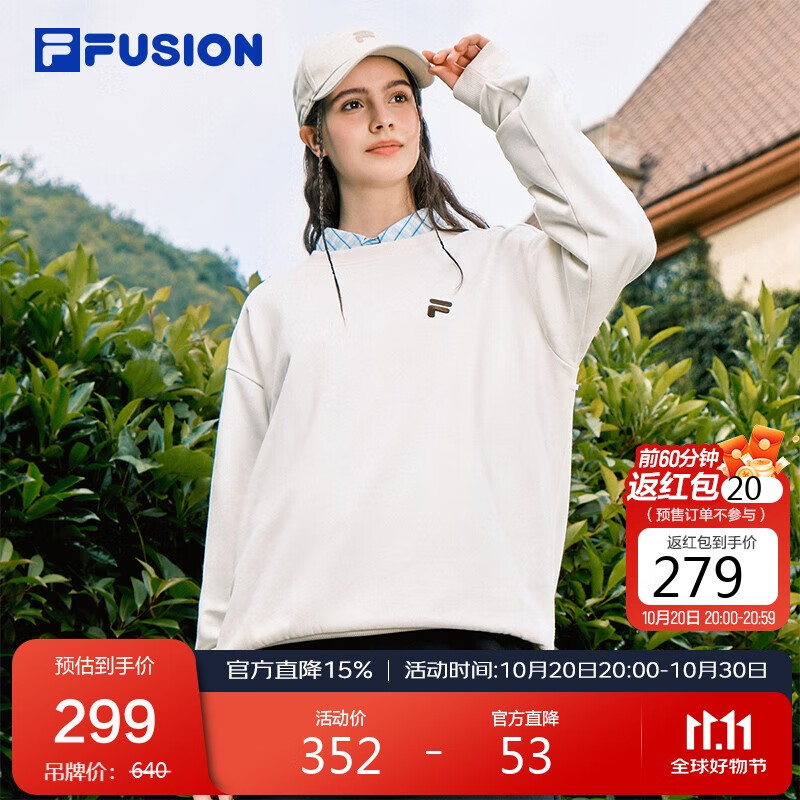 FILAFUSION斐乐潮牌情侣款套头卫衣2025秋休闲宽松针织上衣