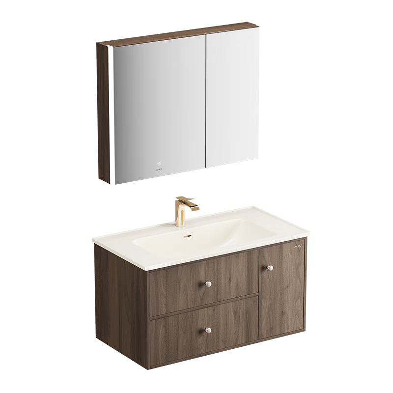 九牧（JOMOO）中古风智能浴室柜原木洗手盆柜组合一体盆100cm A2763-16C1-Z1