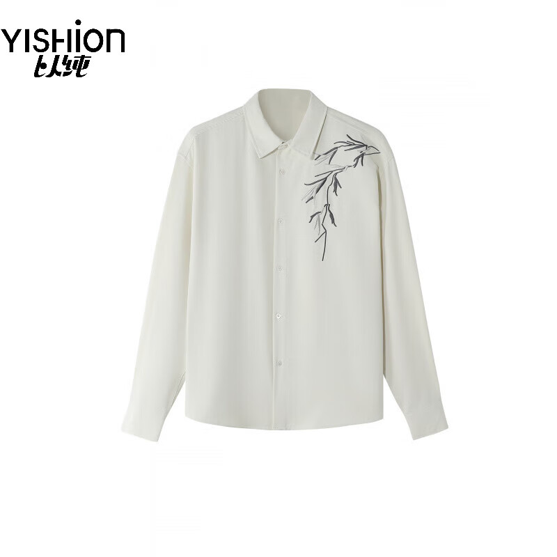 以纯（YISHion）2025【中式设计】国风男装衬衫长袖秋装订婚衬衣感抗皱短袖潮 黑色长袖-QCS2500128 M