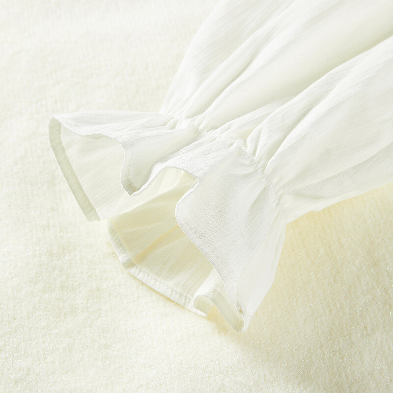 乐町【商场同款】拼接假两件连衣裙小白裙 云雾白 L