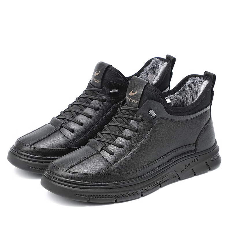 泰和源老北京布鞋男棉鞋冬季加绒保暖防滑防水休闲鞋户外软底保暖爸爸鞋 灰色 7835 44