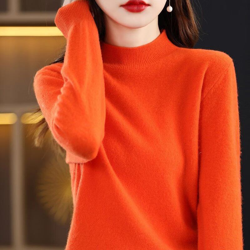 CronetKcnsy秋冬新款半高领毛衣女套头针织衫纯色长袖女装薄款内搭短款打底衫 针织半高-祖母绿 2XL 【135-145】卡码拍大