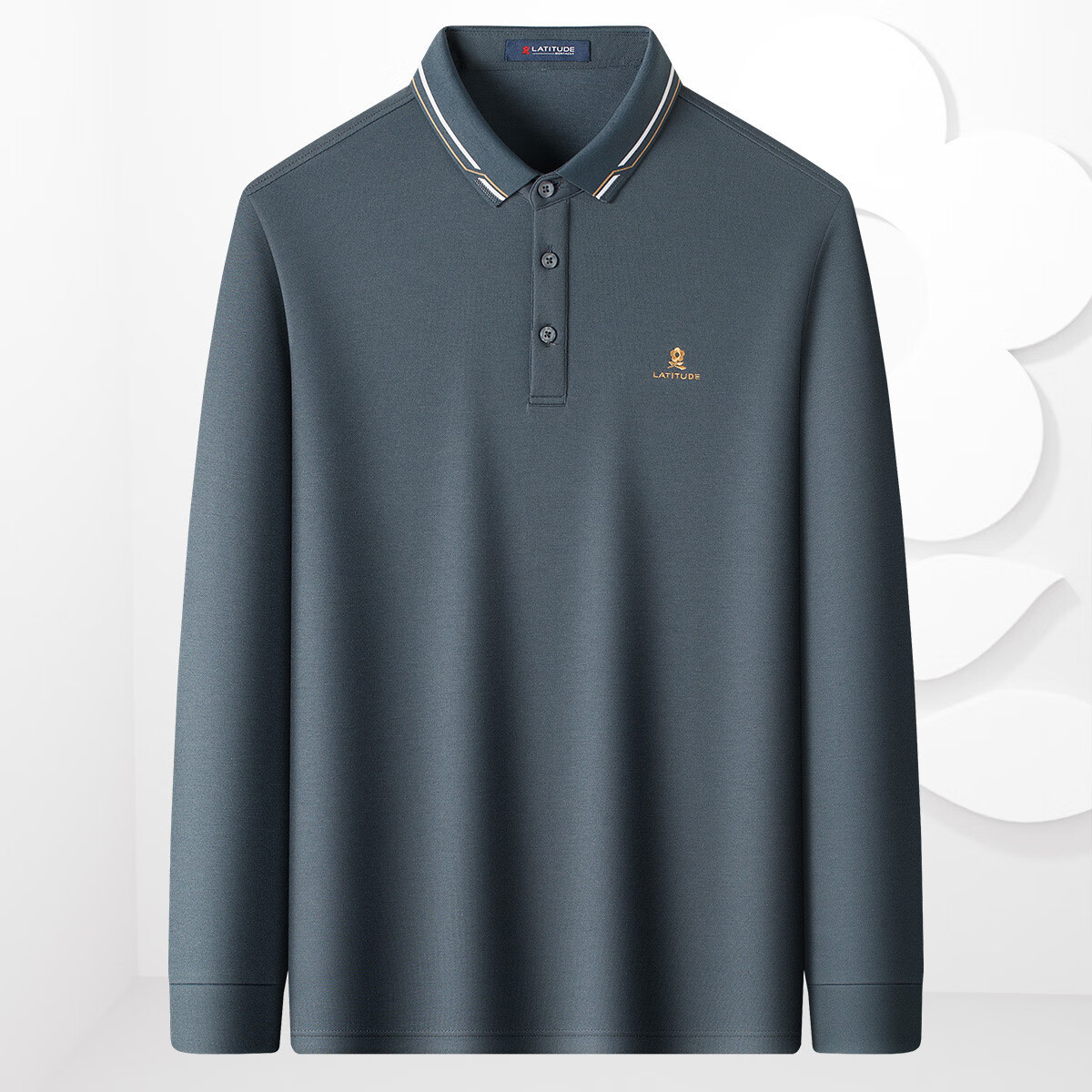 梦特娇（MONTAGUT）男士Polo衫秋绵羊毛桑蚕丝柔软舒适商务休闲长袖衬衣 雾霾蓝 2XL