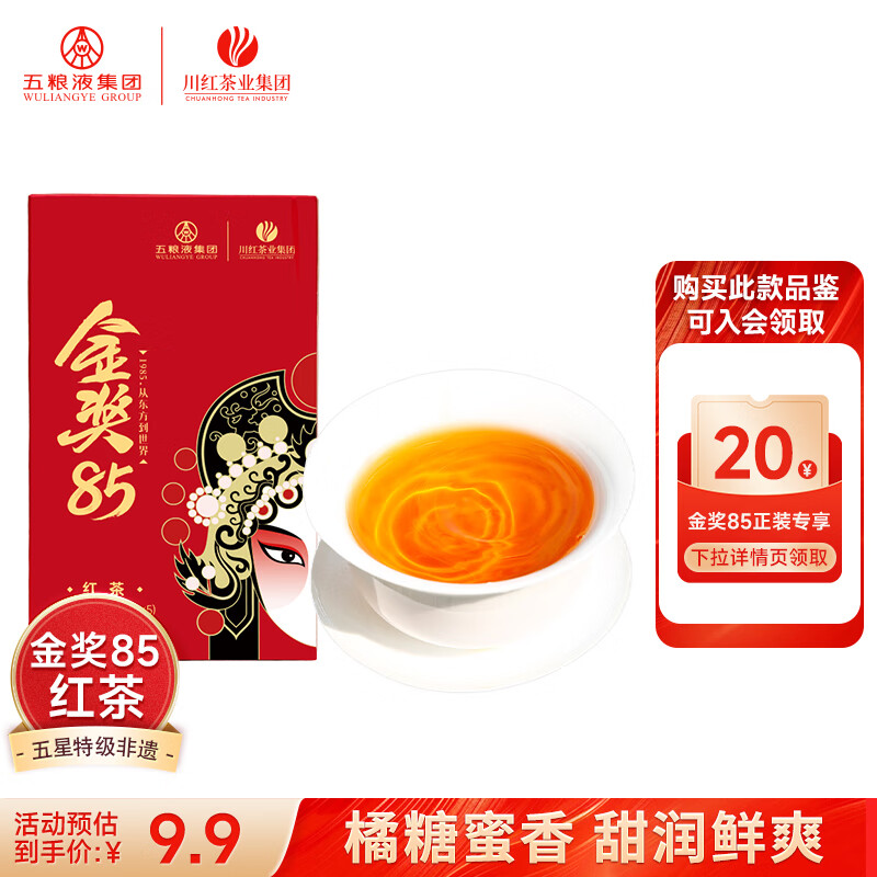 川红 金奖85特级红茶 橘糖香茶叶礼盒送礼四川特产非遗工夫茶 品鉴盒装15g