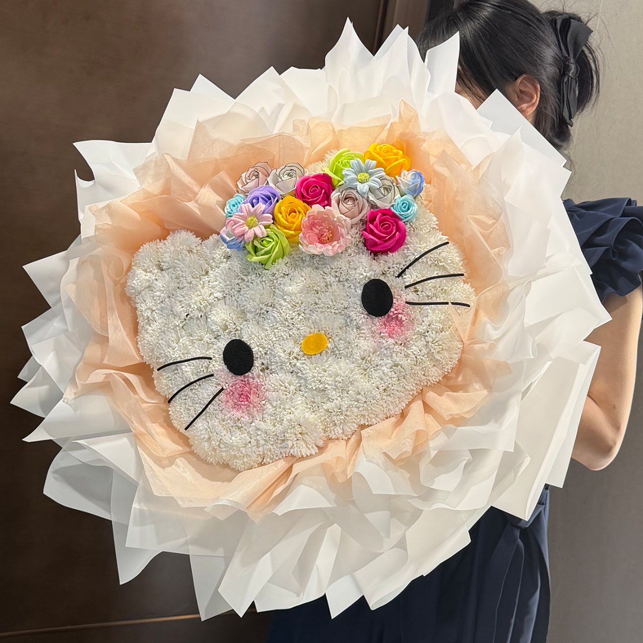 花时间hellokitty大花束永生花花束香皂花送女友告白情人节七夕生日礼物 kitty猫头花束系列-长久-超大束