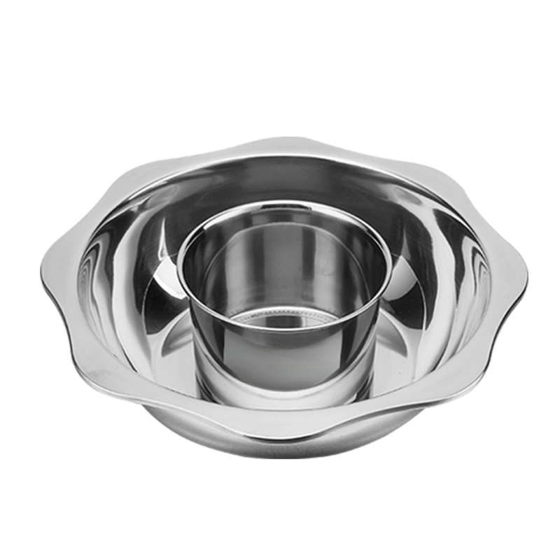 翼荏加厚不锈钢火锅盆 母子锅电磁炉用锅中锅子母锅家用火锅锅 32cm