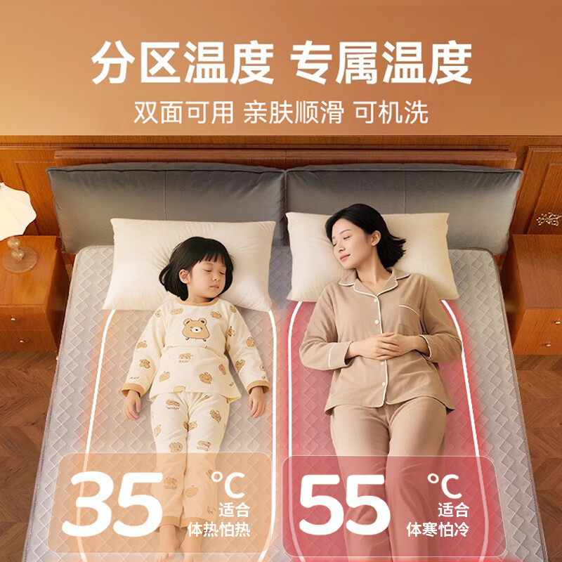 TOMONI电热毯双面可睡单人双人毯电暖毯家用宿舍水洗定时除螨控温电褥子 【智能控温/双面可睡】大床款180*200cm - 可拆卸水洗