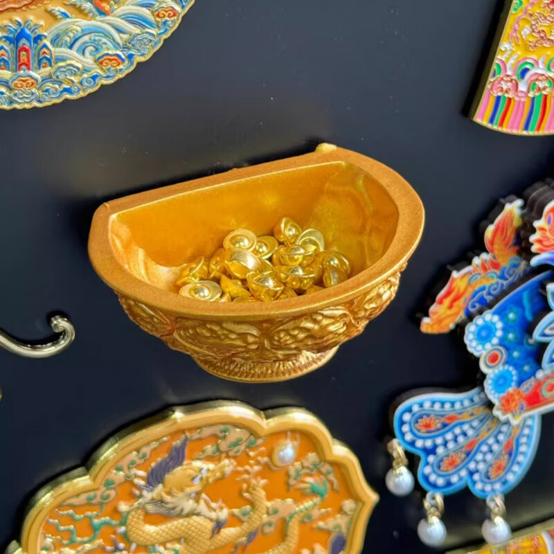 霖䄸衍金饭碗冰箱贴 金饭碗冰箱贴陕西历史博物馆文创唐鸳鸯莲瓣纹磁吸 金饭碗冰箱贴【礼盒装】