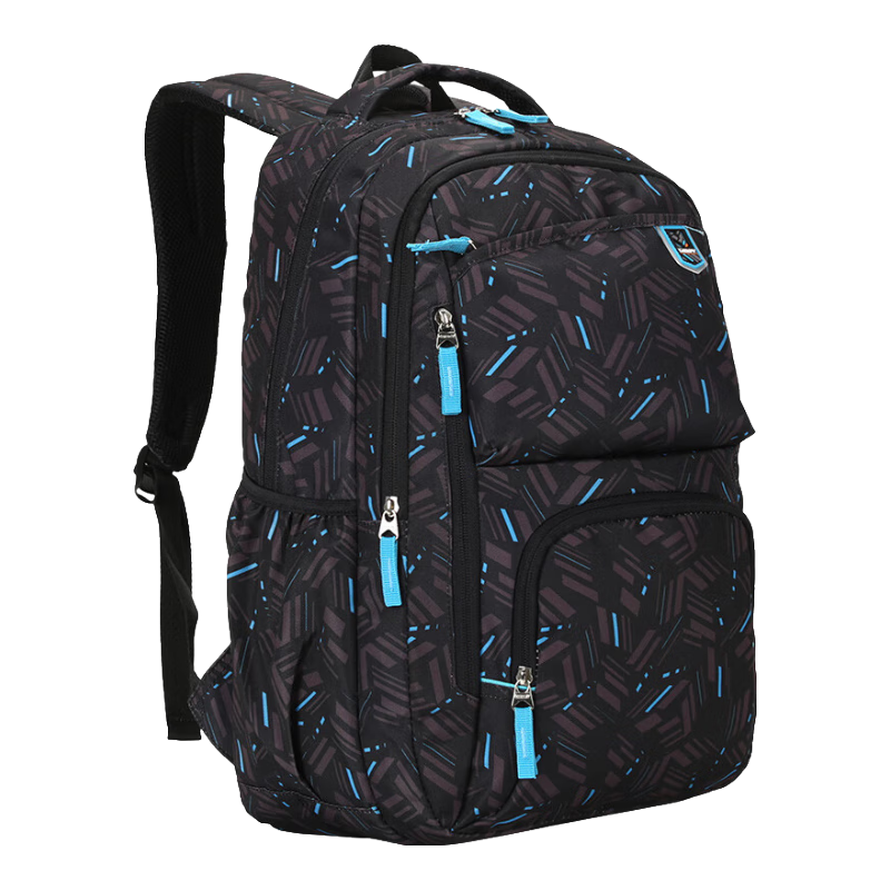 卡拉羊書(shū)包初中生男大容量中學(xué)生高中生輕便背包女多隔層減負雙肩包 5556黑色幻型 大號