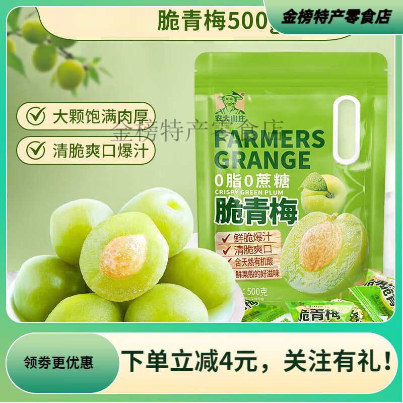 農夫山莊脆青梅酸甜咸爽口爆汁大顆脆青梅干潮汕特產(chǎn) 大青梅500g