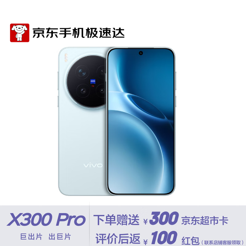 vivo X300 Pro 16GB+512GB 自在蓝 蔡司2亿APO超级长焦 蓝图影像双芯 AI手机 【京东快递】