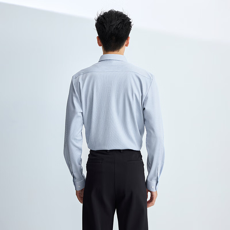 海澜之家长袖衬衫男条纹加绒加厚保暖衬衣男冬季 中蓝条纹2B 4XL 185/112A 推荐190~200斤