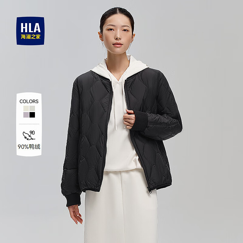 海澜之家羽绒服女装25新棒球领白鸭绒保暖外套女冬季 黑色Y3 L 165/88A 推荐105~115斤