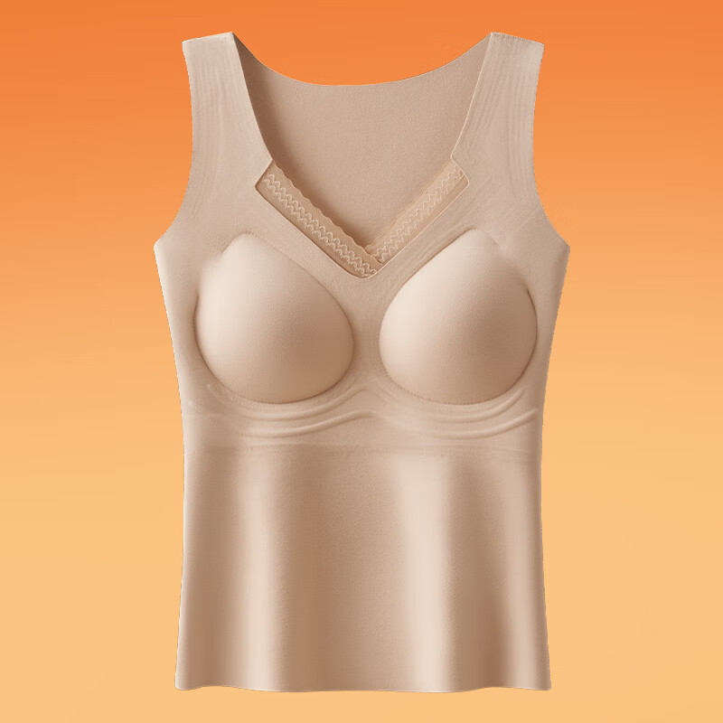 DAPHNE达芙妮【N】新款秋冬保暖羊毛打底无痕一体式固定杯背心 粉底肤 3XL145-170