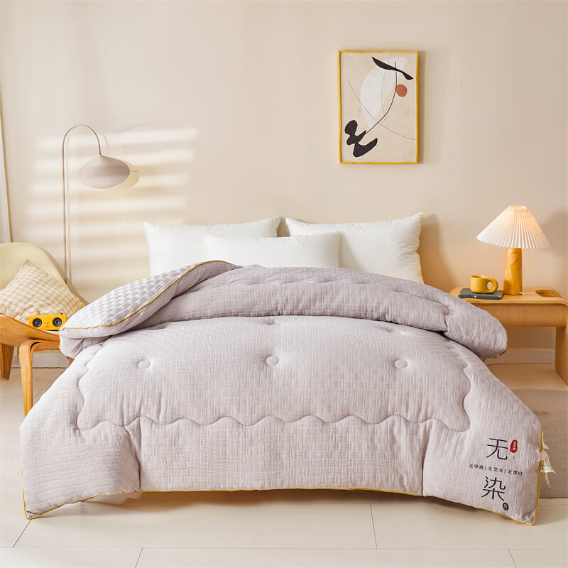 恒源祥蚕丝被100桑蚕丝加厚10斤冬被春秋被8斤棉被空调被二合一子母被芯 无染 月影灰 220x240cm 4+【8斤冬被】子母被 京东折扣/优惠券