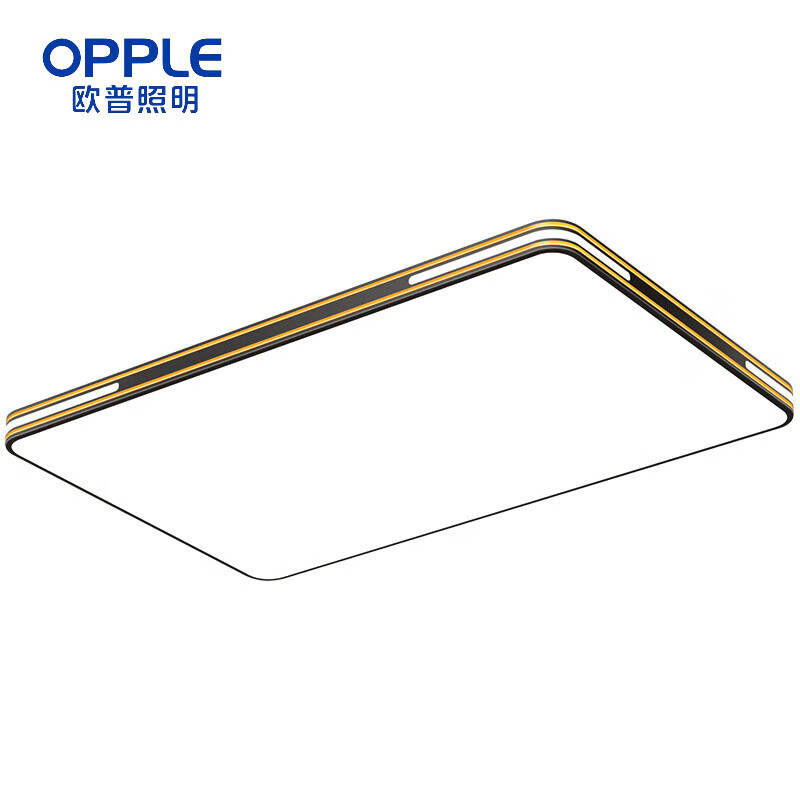 欧普照明（OPPLE）客厅主灯吸顶灯2025家用LED简约现代大气新款卧室灯餐厅中山灯具 45W 横线黑金50x50cm离线语音2*(13-1