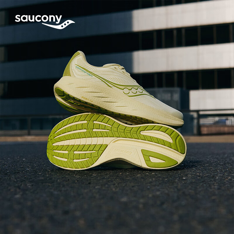 Saucony索康尼RIDE 18 驭途18男女同款缓震 慢跑训练 跑步鞋专业运动鞋 黄绿551 42.5