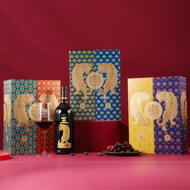 天鹅庄虎年生肖纪念大王酒干红葡萄酒1.5L 14度美乐 单只礼盒装随机发货