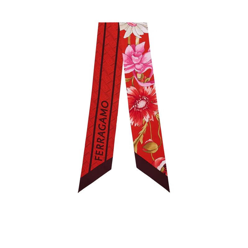 女士围巾保暖装饰窄版冬季日常丝巾时尚 红色