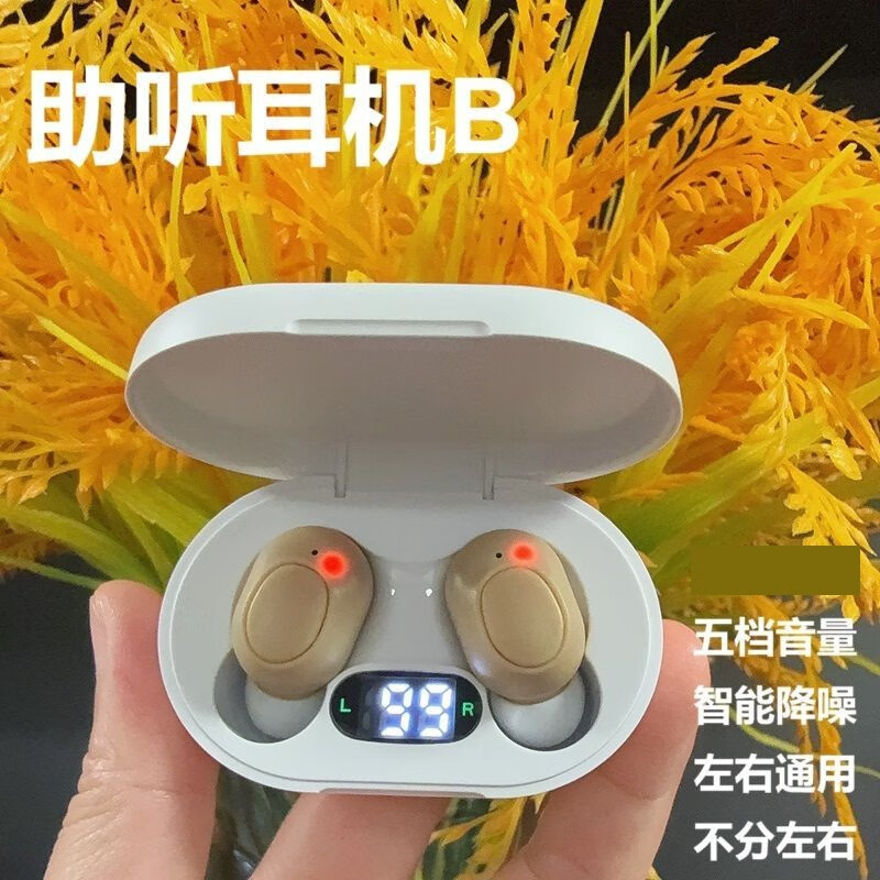 福和顺助听器助听耳机老人辅听耳机双耳智能降噪耳聋耳背声音放大器器械 透肤黑 双耳通用五档音量 智能降噪 不分左右