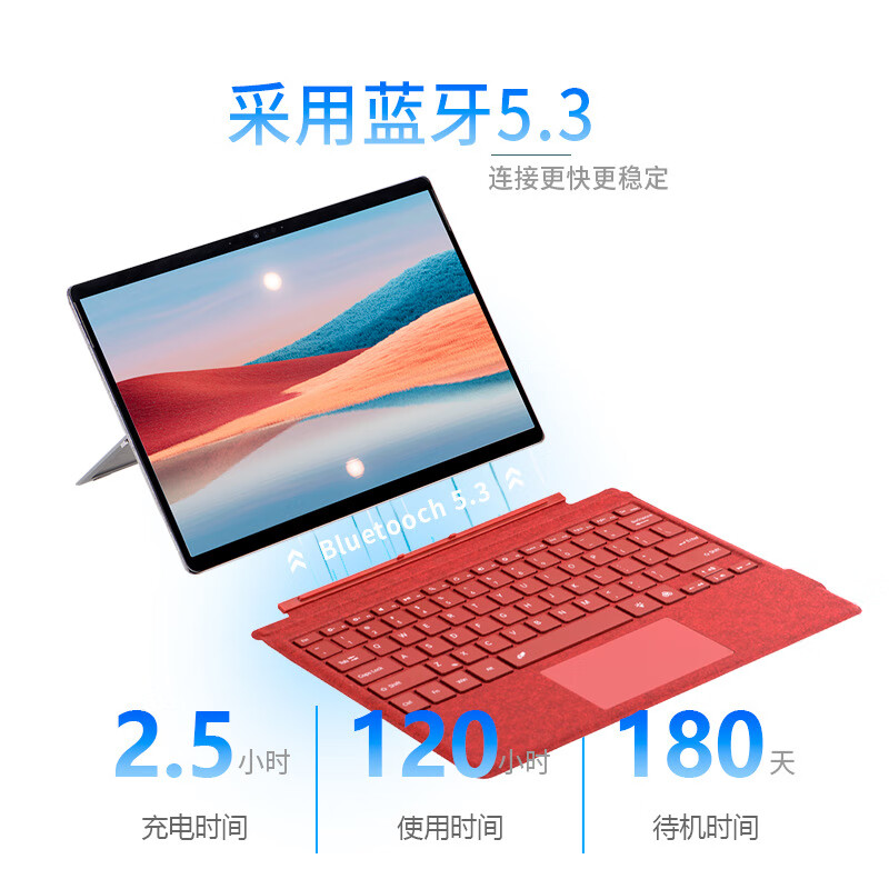 热门适用surface键盘surfacePro7触控背光Pro3456磁吸键盘盖壳 Surface键盘质感黑(常规版 SurfacePro3/4/5/6/7/+