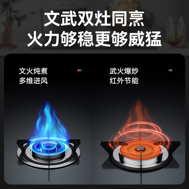 红日(RedSun)YHM1健康省气小底壳免改孔65%高热效率定时红外线燃气鸳鸯灶聚能双灶具 65%高能效免改孔小底壳定时鸳鸯灶YHM1S 天然气