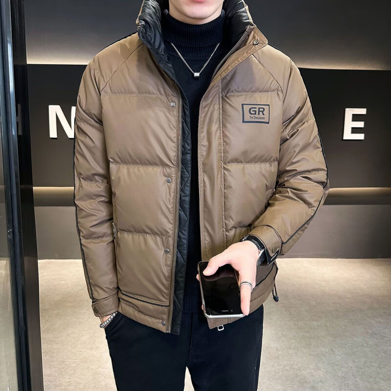 胖东来超市代购同款羽绒服男士高端冬季2025新款感拼色立领加厚保 黑色 2XL 130-145斤