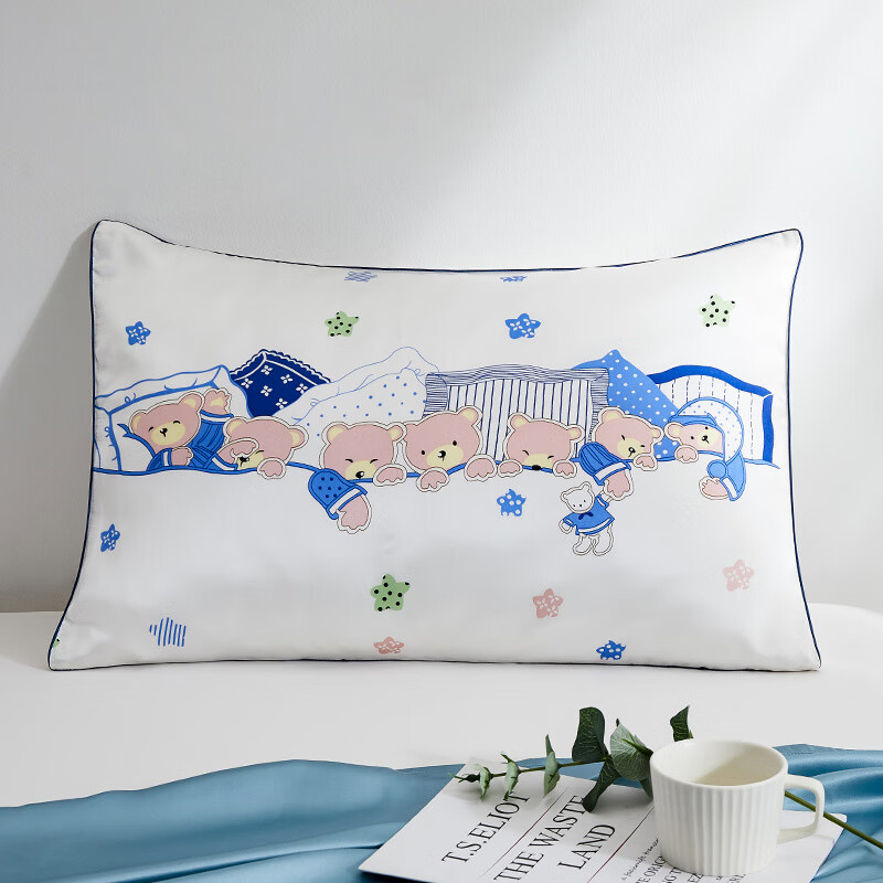 太湖雪嬰兒兒童蠶絲枕頭椎A類(lèi)真絲枕套寶寶小枕頭0-2歲單人 枕芯+枕套晚安35*50cm只 5cm 4-