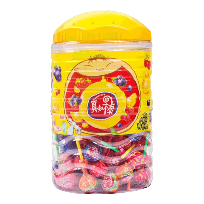 真知棒棒棒糖混合口味儿童零食水果糖婚庆喜糖果节日送礼新旧包装随机 真知棒棒棒糖桶装972g(约108支)