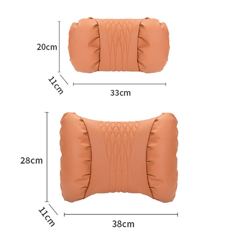 齐选汽车头枕腰靠车载座椅护颈枕靠背腰垫纳帕皮四季通用透气高档 【星云灰】 头枕腰靠一套