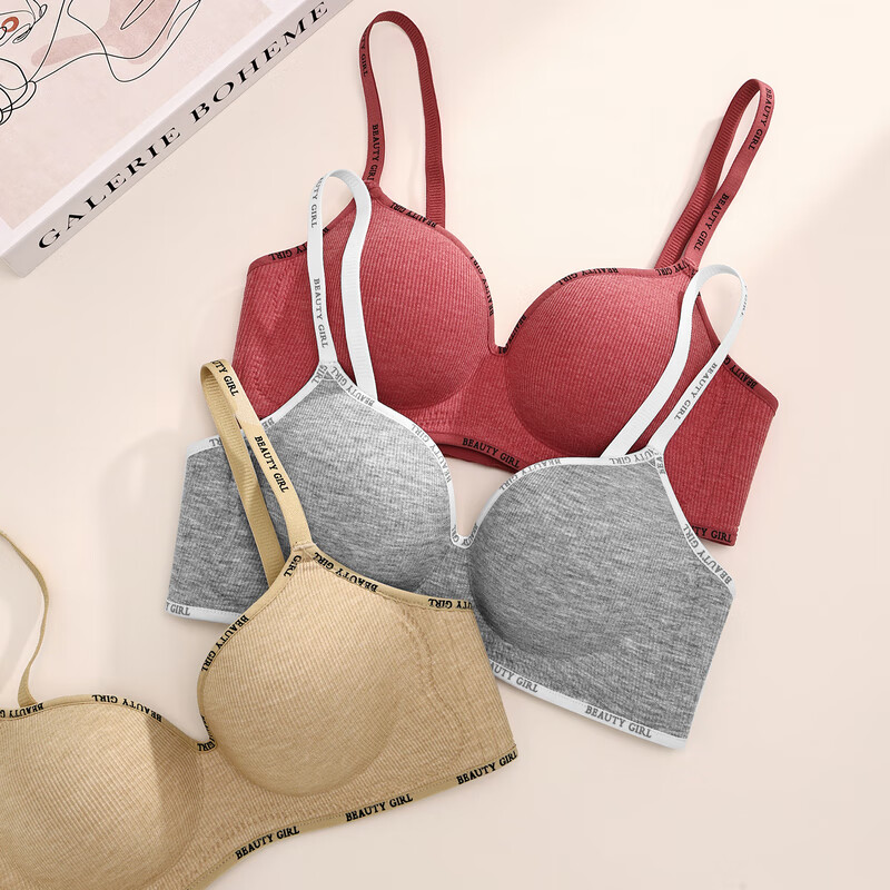 芬腾舒适聚拢防下垂收副乳透气无痕无钢圈大胸小胸一体式女士文胸罩 1173花灰 【小胸显大立体】 M 【推荐75ABC】