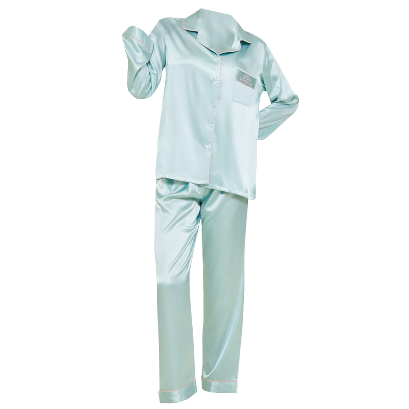 古今（GUJIN）睡衣女士长袖开衫纯色简约舒适家居服套装大学生宿舍ins风2026 清新绿 2XL （推荐体重：70-80kg）