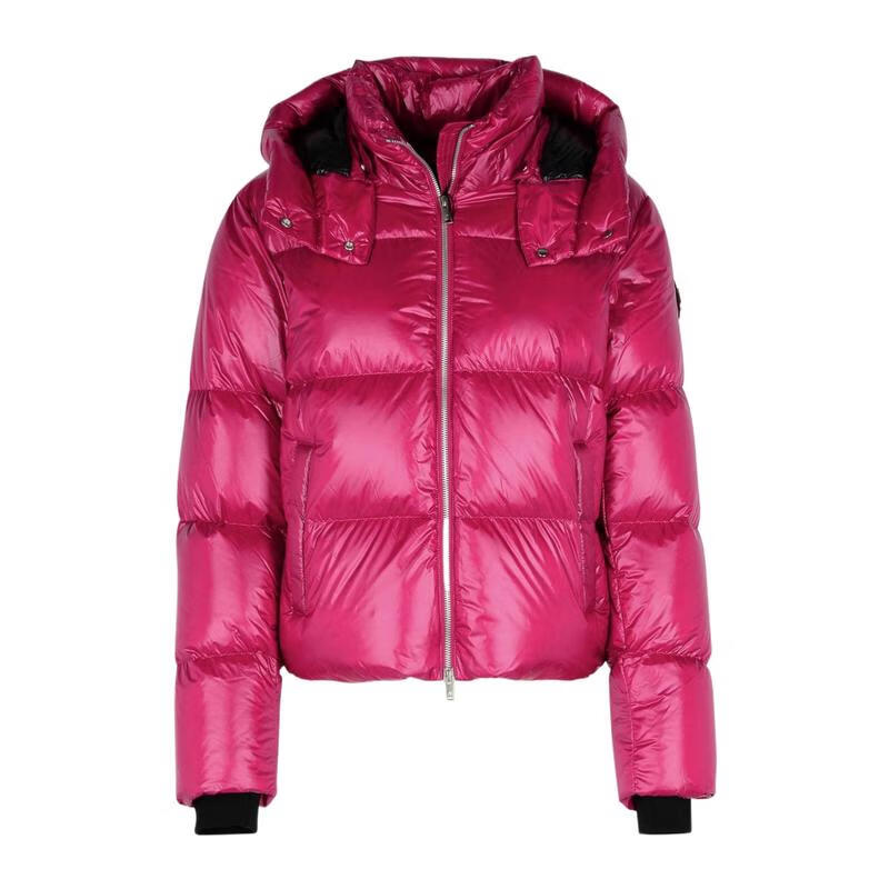 Moose Knuckles女士羽絨服保暖防風鴨絨連帽短款亮面冬季通勤外套輕奢休閑 粉色 均碼 |S