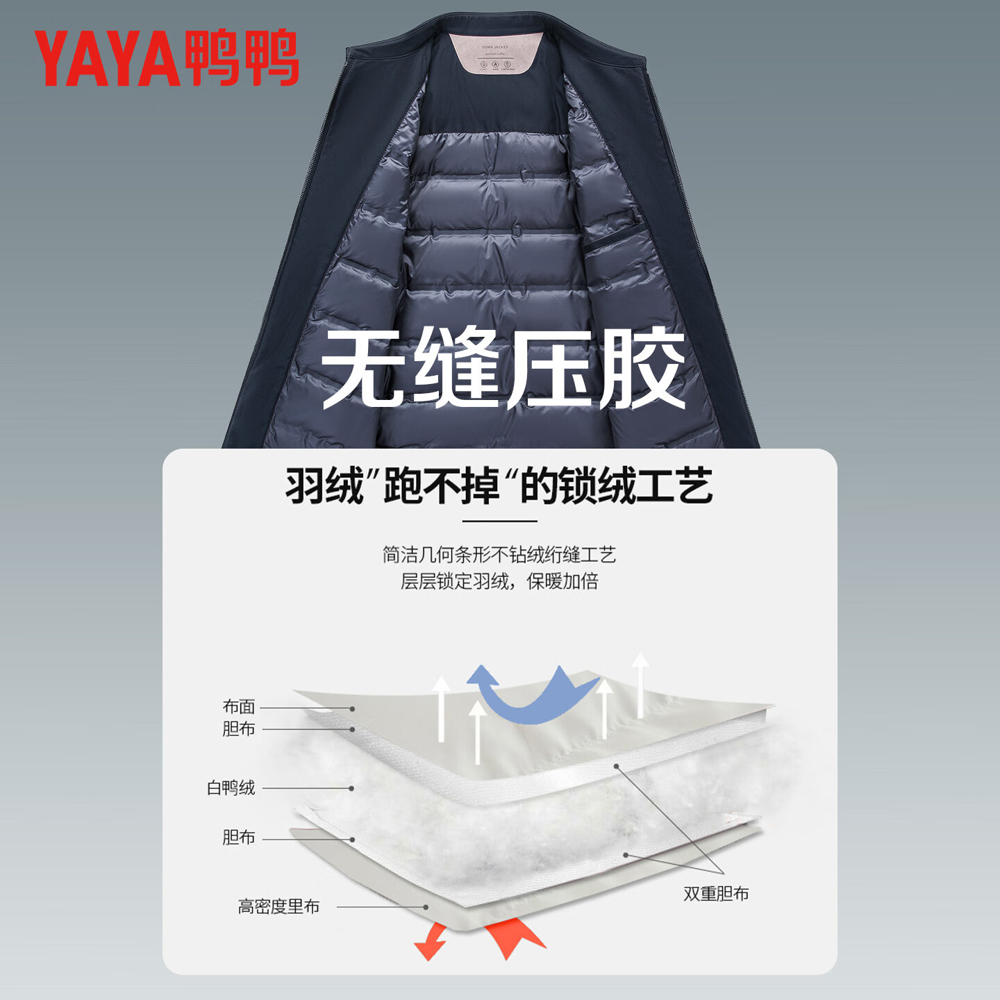 鸭鸭（YAYA）夹克羽绒服男短款翻领轻薄2025秋冬新款中老年保暖干部装商务外套 黑色 L (175)【建议120-140斤】